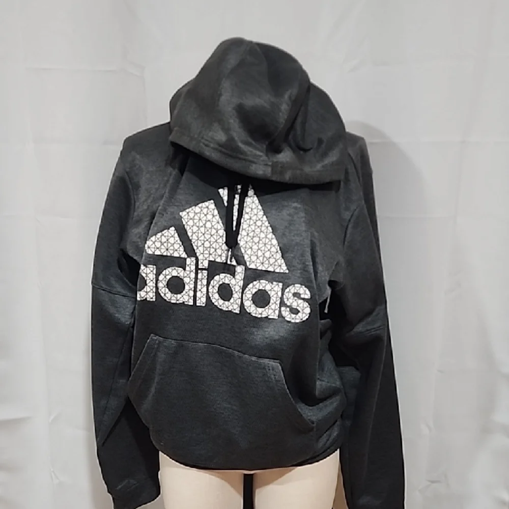 Adidas Dark Gray Hoodie with White Logo - Picture 1 of 3